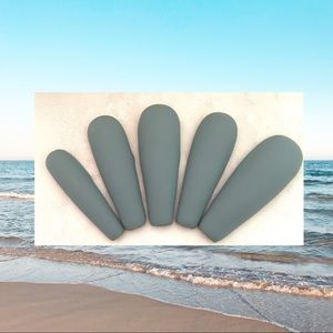 DIY matte olive gray press on nails